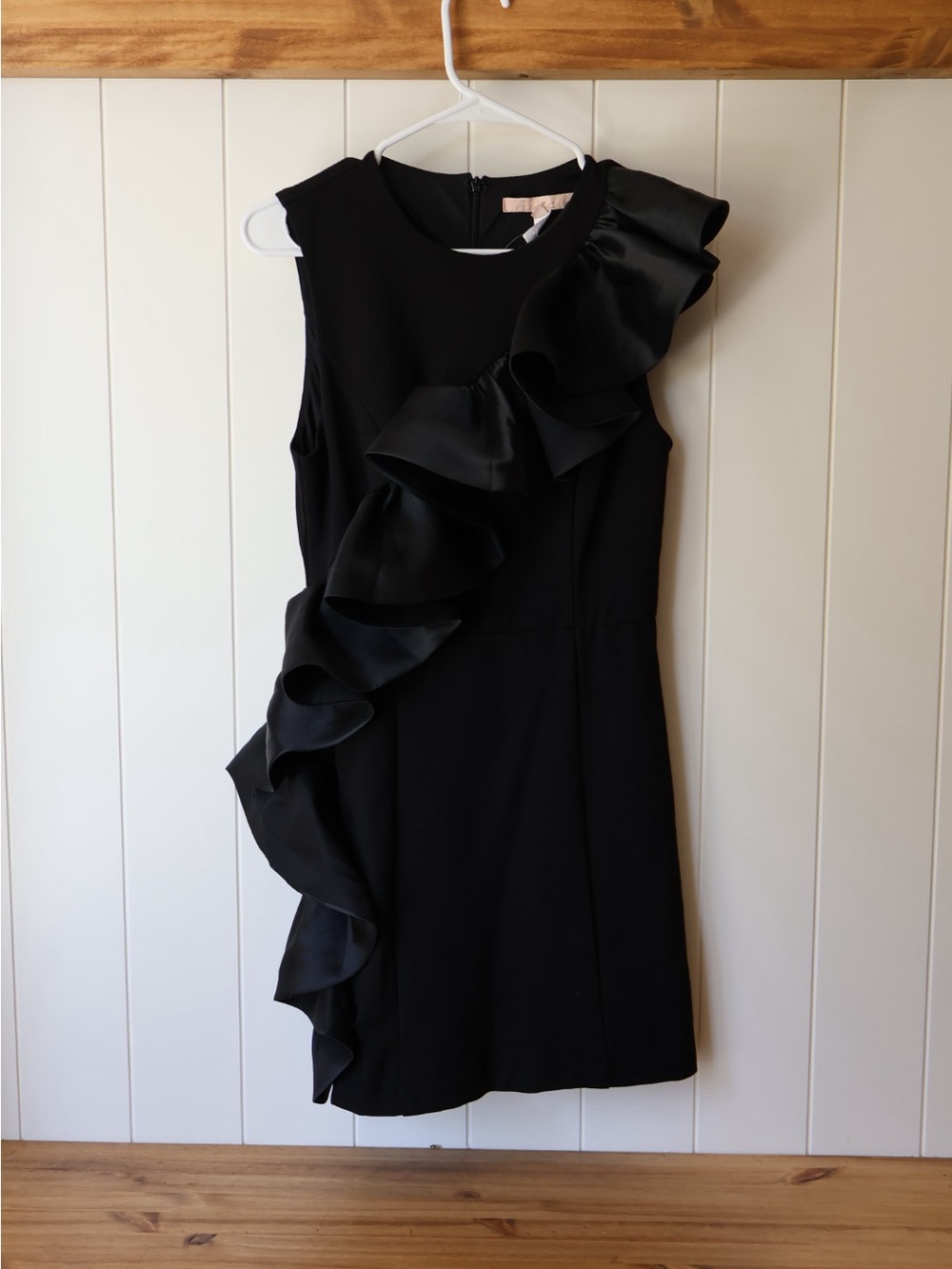NWT Hutch Anthropologie Black Ruffle Sleeveless Mini Sheath Dress Small